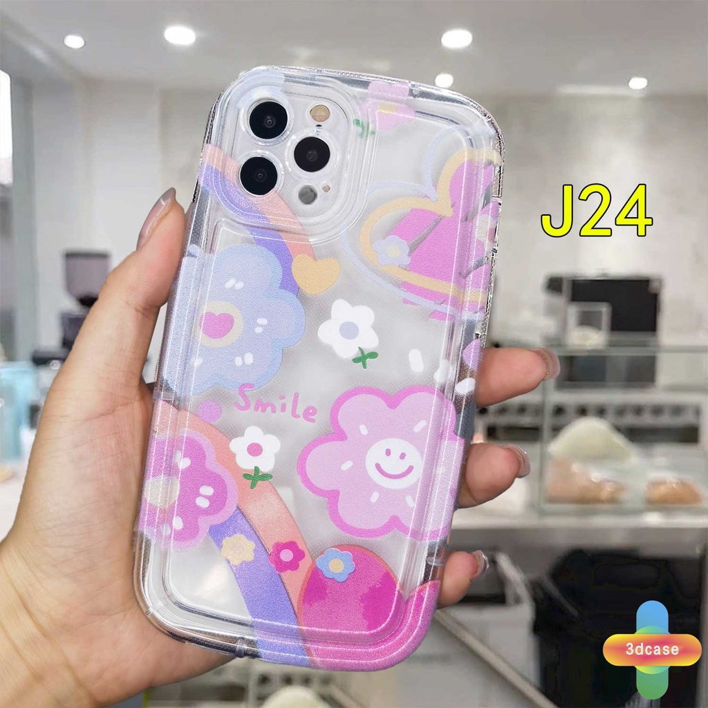 Compatible For Case IPhone 7 Plus 11 6 6S 8 14 Plus XR 11 12 13 14 PRO MAX 11 12 13 X XS MAX Se 2020 6SPlus 7Plus 6Plus 8Plus 14Plus XSMAX Colourful Smile Flower Soft Airbag Soap Case