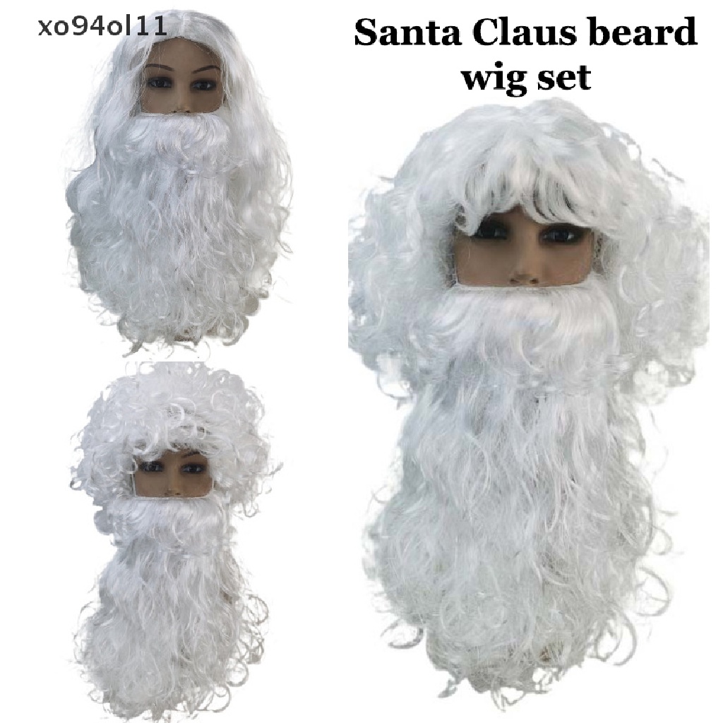 Xo 1Set Wig Cosplay Natal Jenggot Santa Claus Jenggot Wig Set Jenggot Putih OL