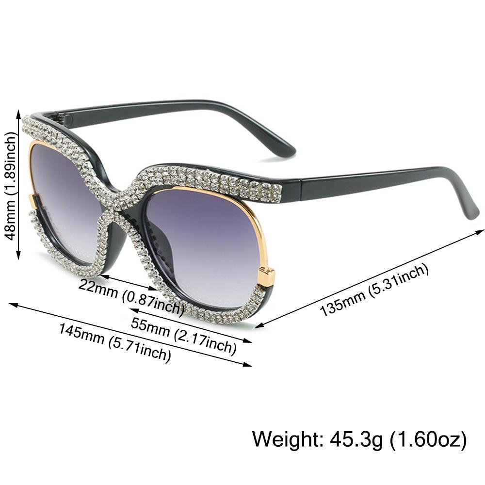 Lily Kacamata Hitam Wanita Oversized UV400 Protection Eyewear Crystal Shades