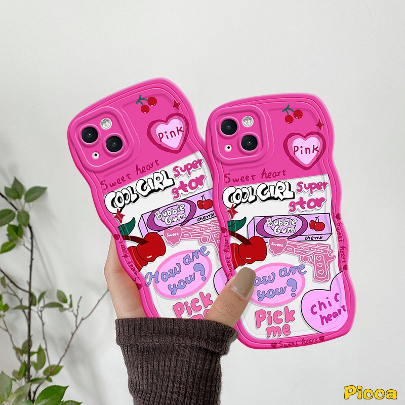 Casing Redmi A1 10C10A 9A 10 A1+9T 9 9C NFC Redmi Note10 11 11s 9s 9 8 10s 11 Pro Max POCO X3 NFC Pro M3 Mi 11T Pro Pink Cherry Sweet Gradient Love Heart Wavy Edge Soft Sarung