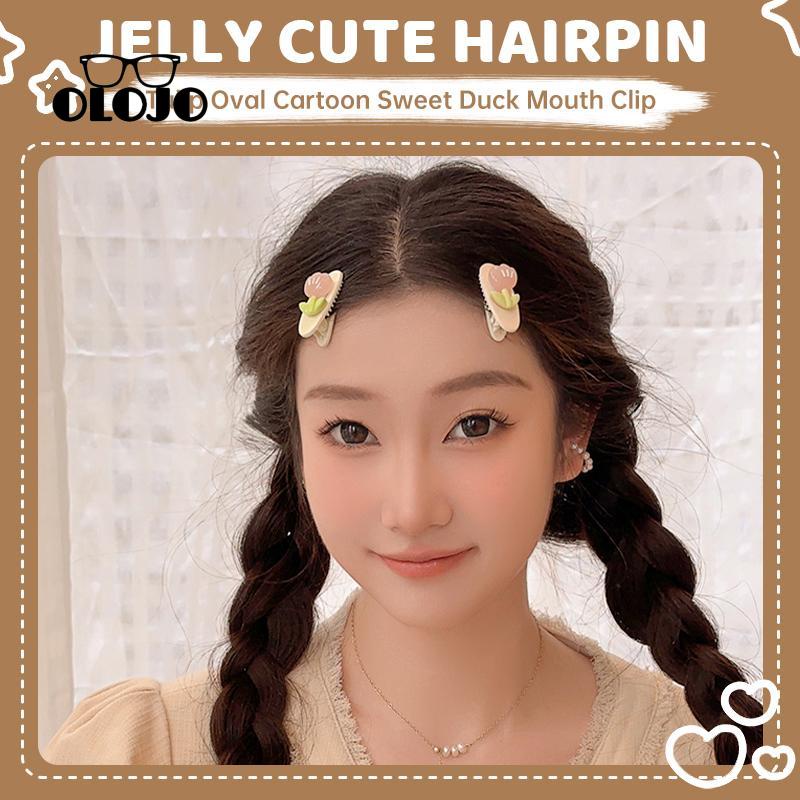 【COD】Tulip Oval Jepit Rambut Jelly Lucu Kartun Manis Duckbill Klip Aksesoris Rambut