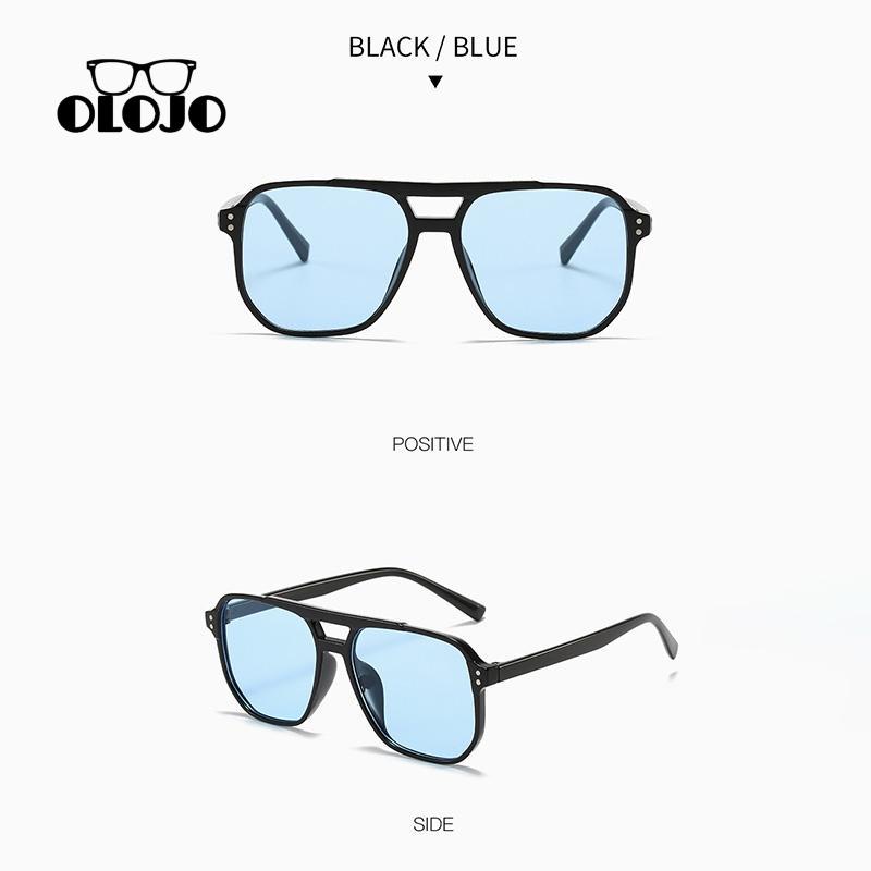 【COD】Kacamata Hitam Kotak Bingkai Besar Balok Ganda Trendy Retro Fashionable Sunglasses Untuk Wanita