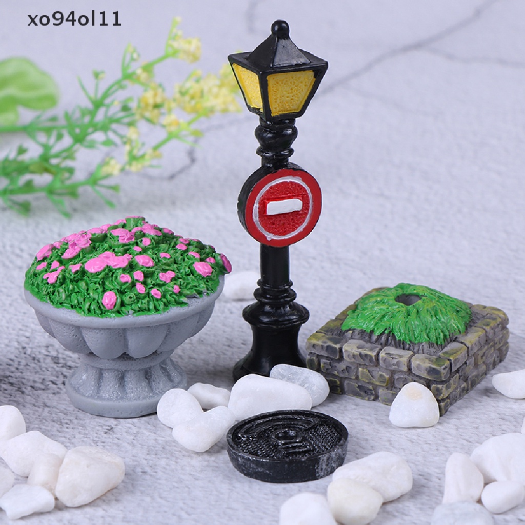 Xo 1pc Patung Kerajinan Pemandangan Jalan Ornamen Taman Miniatur Peri Dekorasi Taman diy OL