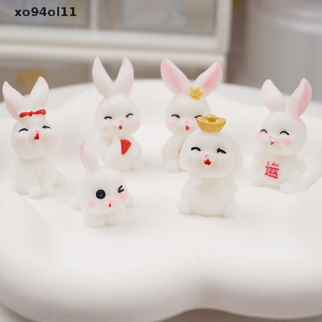 Xo 10Pcs Lucu Mini Luminous Resin Bunnies Ornamen Miniatur Angka Kelinci Micro OL