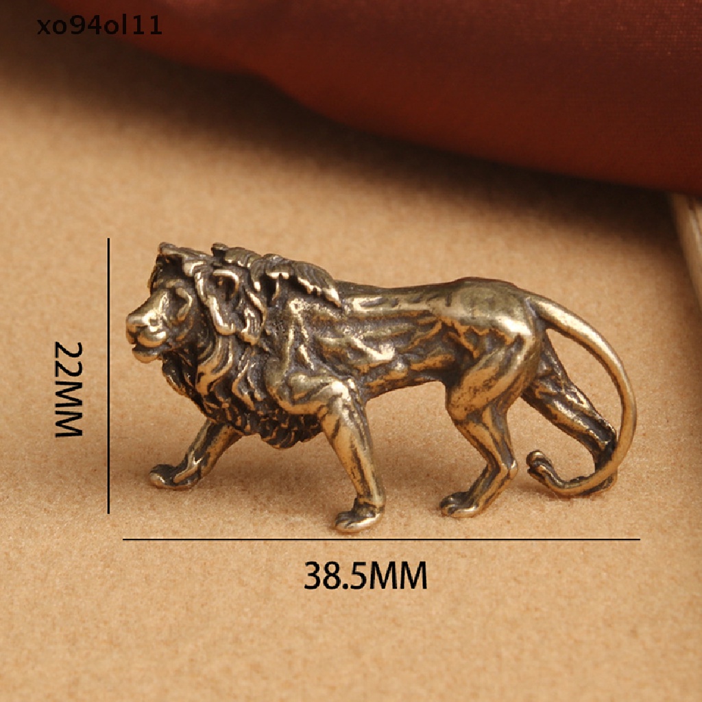 Xo Patung Miniatur Majestic Lion King Tembaga Murni Dekorasi Meja Craft OL