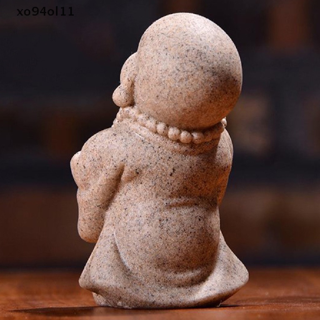 Xo Patung Biksu Kecil Yang Lucu Sandstone Chinese Budha Statuettes Home Decor Gift OL