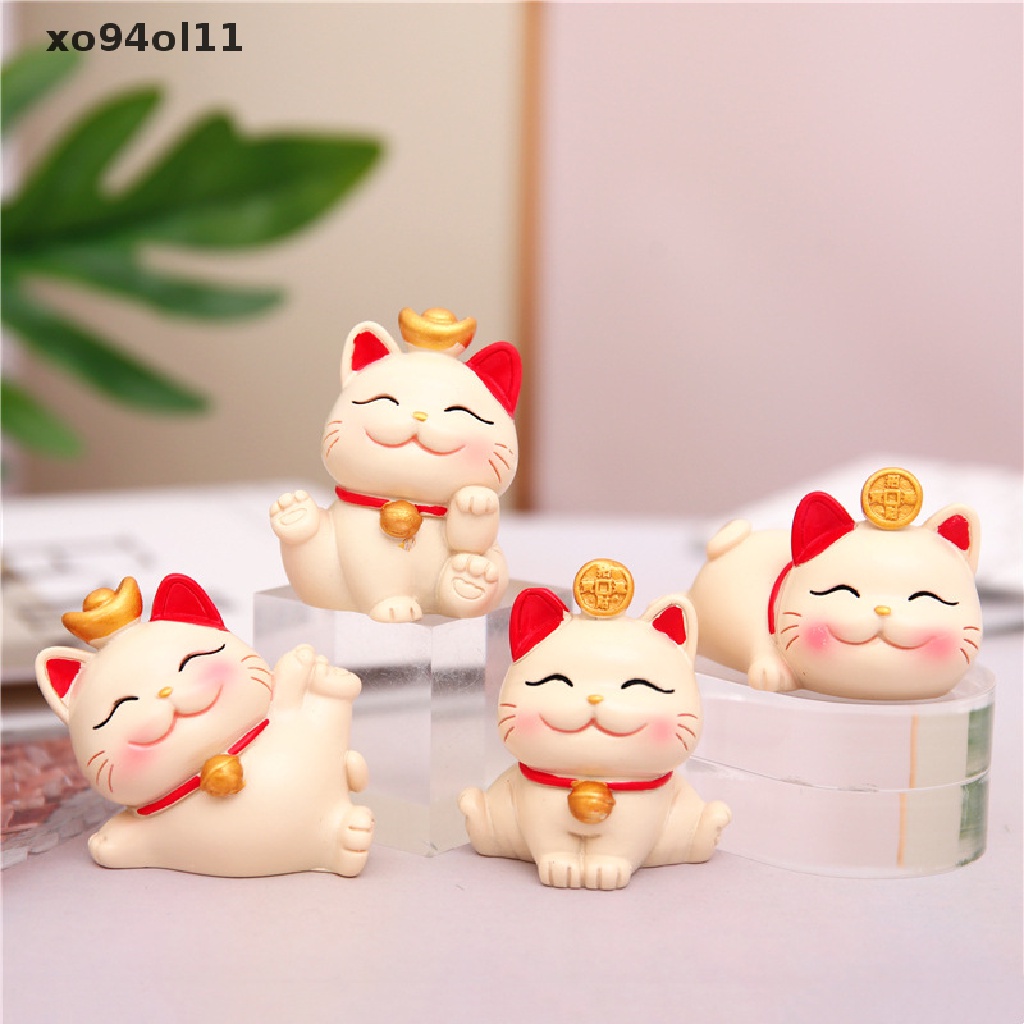 Xo Lucky Cute Kawaii Cat Figurine Kekayaan Fortune Patung Gaming Kantor Meja Desk Ornamen Mobil Hadiah Dekorasi Imlek OL