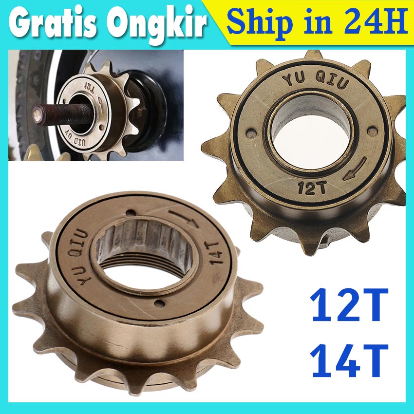 Freewheel Gir Gear Sprocket Sepeda Single Speed 12t 14t
