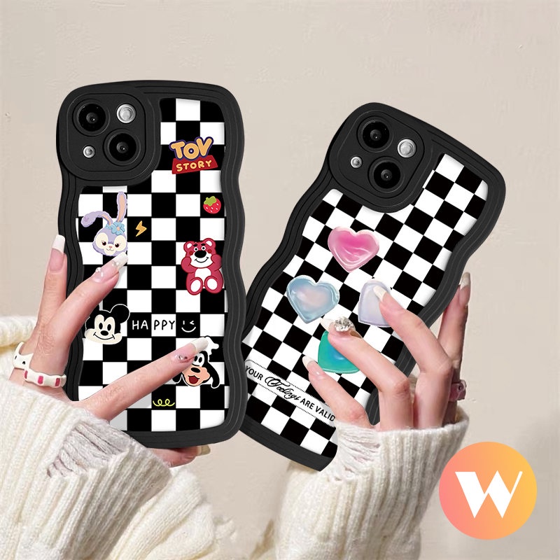 Kartun Toy Story Checkerboard Love Heart Casing Redmi 10A 10a1+9T 9 10C 12C A1 9A 9C NFC POCO M3 X3 NFC Pro Redmi Note 10s 9s 8 11 9 11s 10 Pro Max Mi 11T Pro Couple Soft Sarung