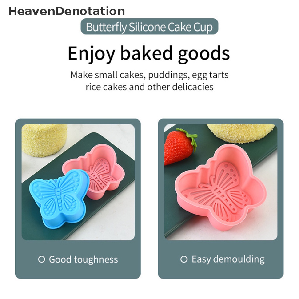 [HeavenDenotation] 4pcs Cetakan Silikon Bentuk Kupu-Kupu Cetakan Cupcake Baking PJelly Egg Tart Mold HDV