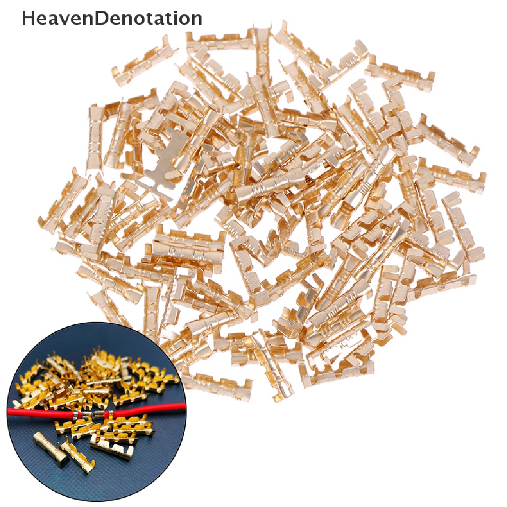 [HeavenDenotation] 100pcs Kuningan Tembaga 0.5-1.5mm 2 crimp Konektor Listrik Kawat terminal kit HDV