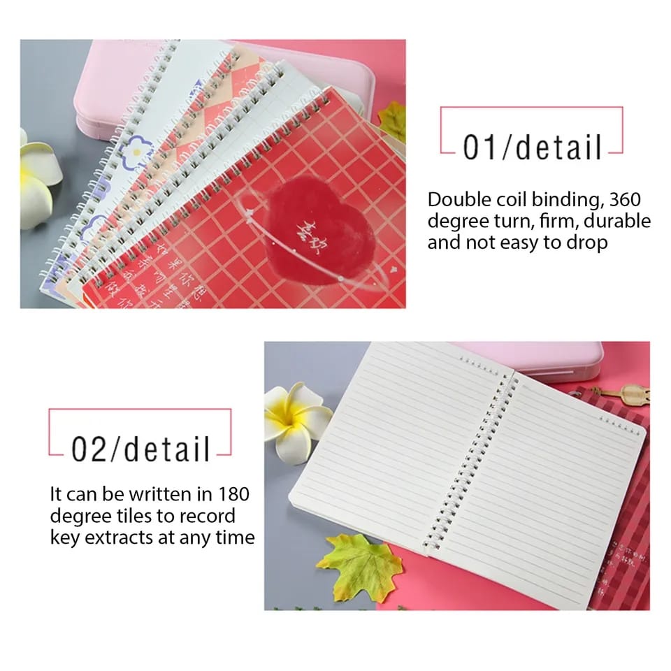 

[MILOLI] 1Pcs Buku A5 Spiral RANDOM FLOWERS TULIP & ROSE Notebook Buku Tulis A5 Buku Catatan Garis -