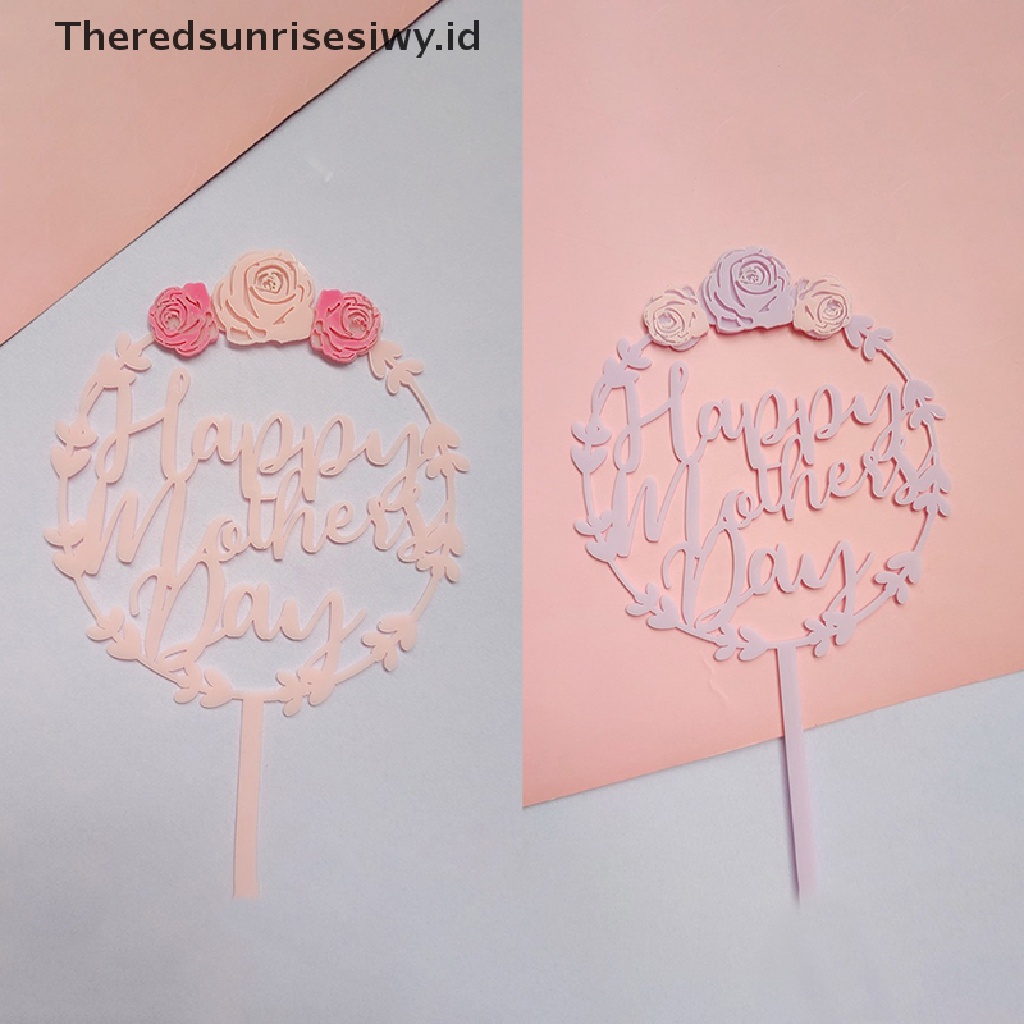 # Kado Mom &amp; PAPA DIY # Topper Kue Hiasan Kue Cake Happy Mother's Day Flower Series Akrilik Untuk Ibu~