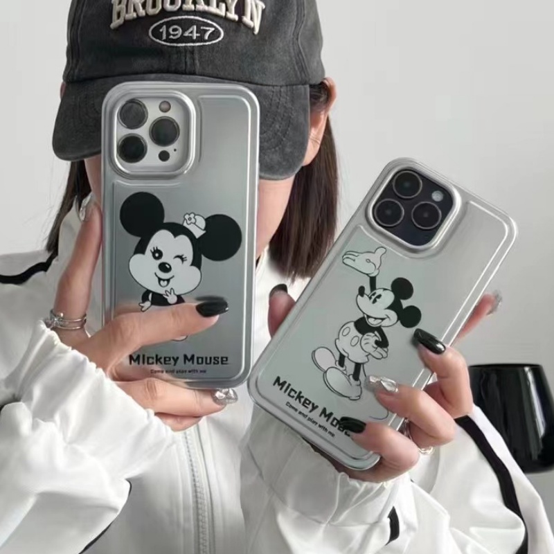 IPHONE Imd Anime Mickey Minnie Casing Ponsel Cocok Untuk Iphone14 11 12 13 Pro Max All Inclusive Electroplating Anti Jatuh Soft Casing