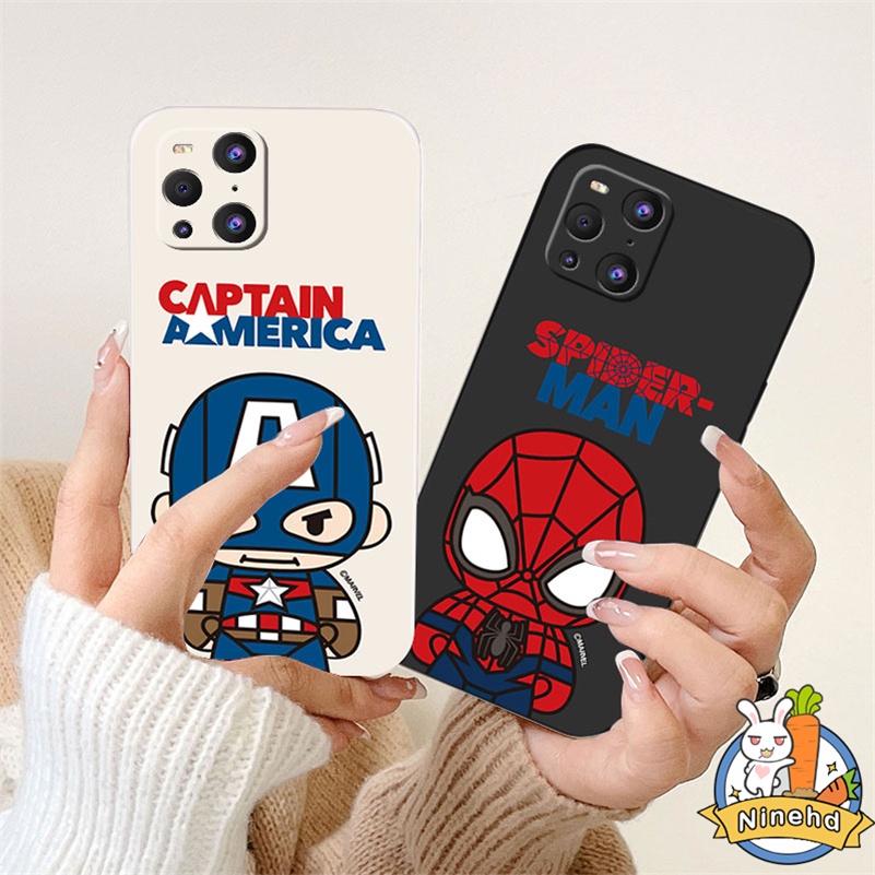 IPHONE Casing Kompatibel Untuk Iphone14 13 12 11 Pro Max X Xr Xs Max8 7 6 6s Plus SE 2020 Fashion Kartun Spider Man Tepi Lurus Silikon Pelindung Lensa Shockproof Pelindung Phone Case