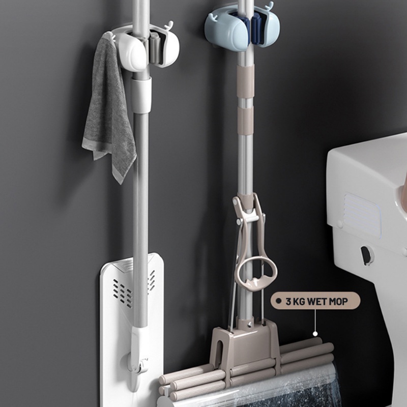Klip Pel Tanduk Multifungsi Kuat Mulus Super Beban-bearing Punch Gratis Toilet Klip Sapu Yang Dipasang Di Dinding Dengan Kait Perlengkapan Penyimpanan Kamar Mandi Dapur
