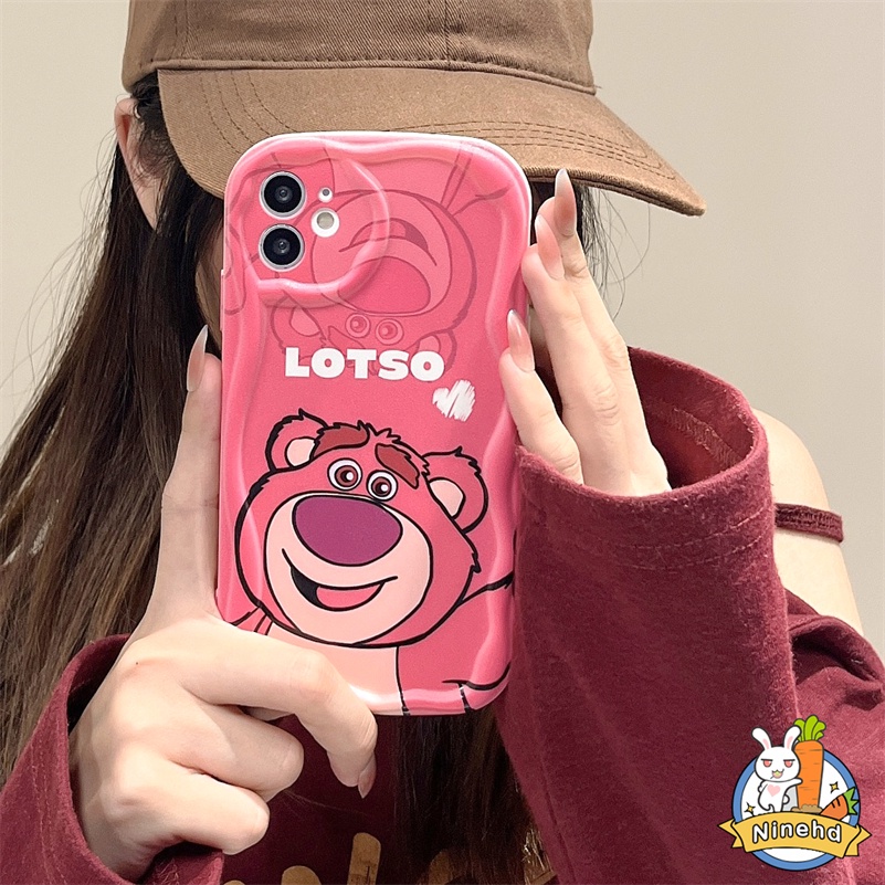 IPHONE Casing Kompatibel Untuk Iphone14 13 12 11 Pro Max X Xr Xs Max8 7 6 6s Plus SE 2020 Strawberry Bear Pasangan Lucu Casing Ponsel Perlindungan Lensa Penuh Shockproof Silikon Soft Case Cover