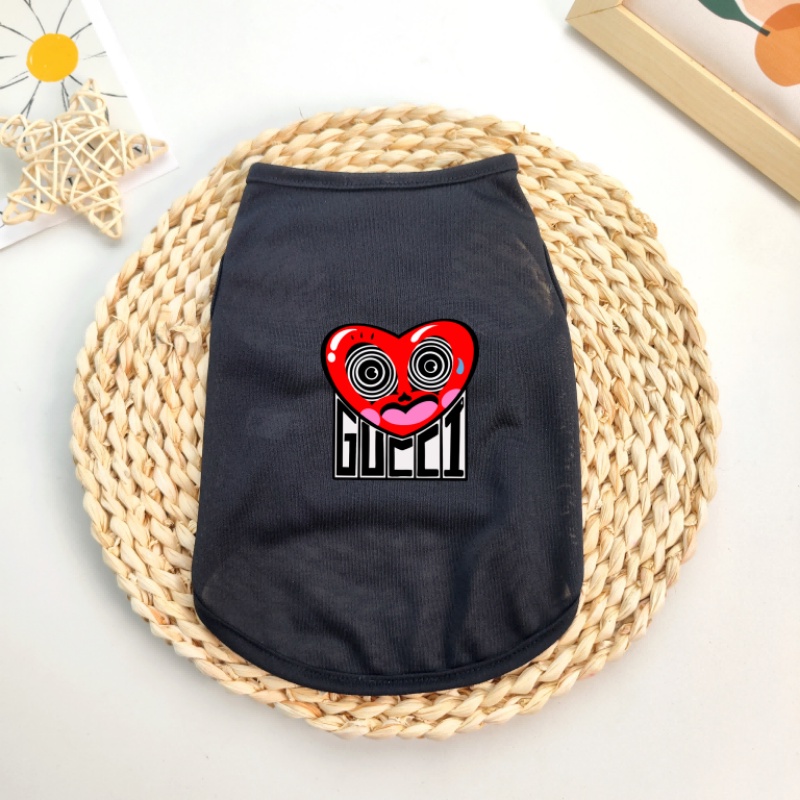 Fashion Strawberry &amp; Love &amp; Apple Logo Pet Dog Tank Top S-2XL Ukuran Kucing/poodle/Teddy