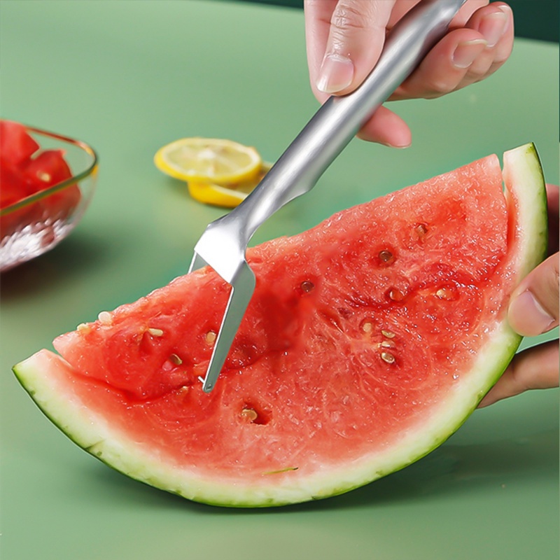 2in1 Dual Head Watermelon Slicer Fork/Garpu Pemotong Buah Stainless Steel/Aksesoris Peralatan Makan Dapur