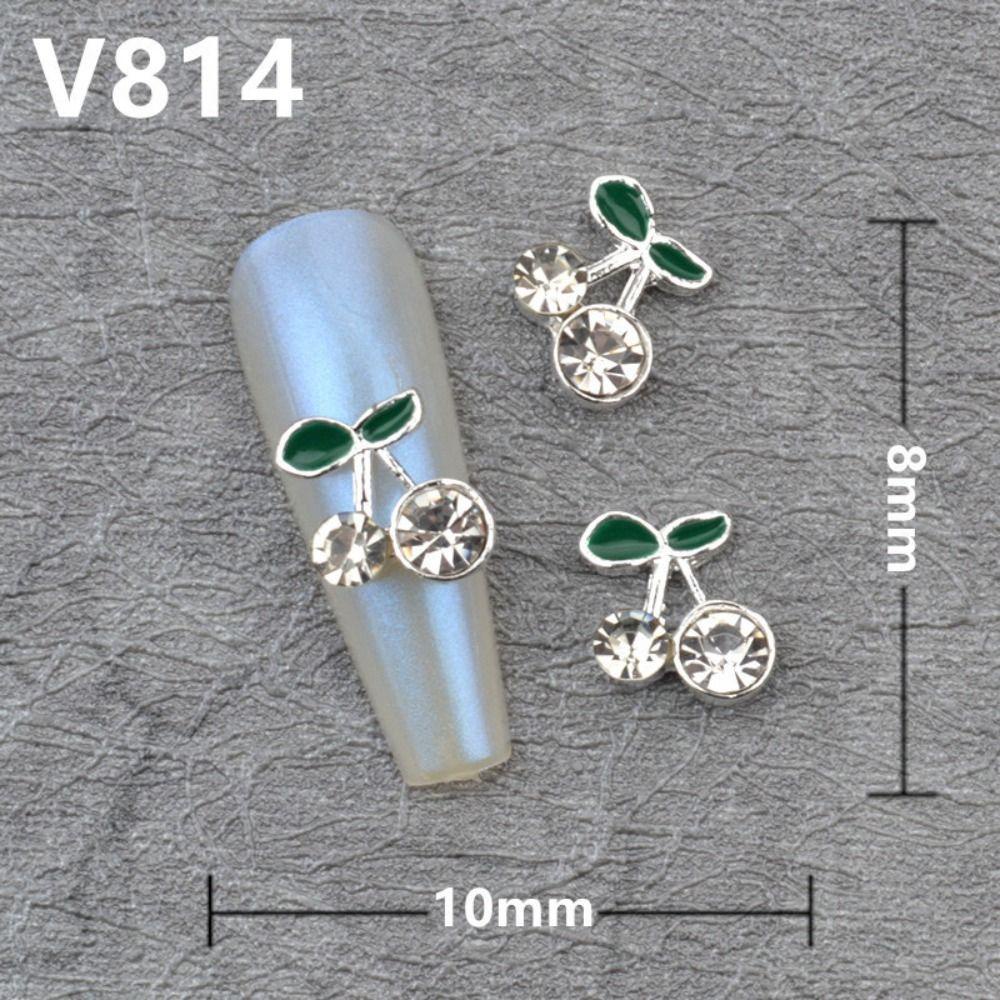 Mxbeauty Hiasan Nail Art Lucu 10pcs Cherry Warna-Warni Gaya Jepang Korea Alloy Zircon Aksesoris Kuku