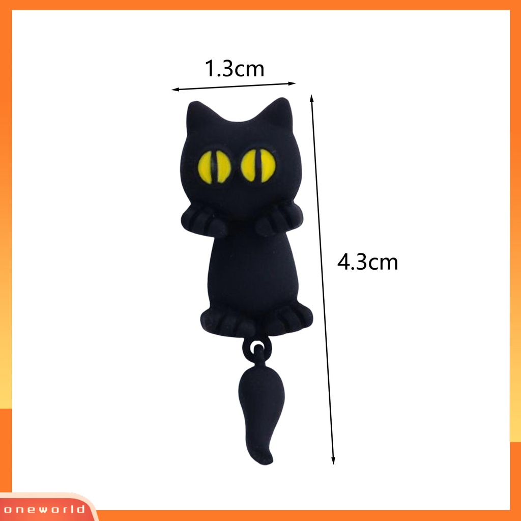 [EONE] 1pc Wanita Anting-Anting Eye-catching Splits Tipe Bentuk Hewan Tanah Liat Polimer Pengerjaan Halus Dekorasi Kompak Buatan Tangan Kartun 3D Kucing Tanah Liat Anting-Anting Perhiasan Aksesori