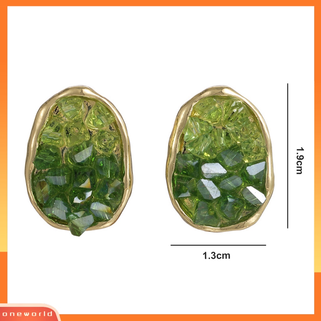 [EONE] 1pasang Wanita Anting Tidak Teratur Elektroplating Gradien Temperamen Kubik Zirkon Geometris Stud Anting Perhiasan Pesta