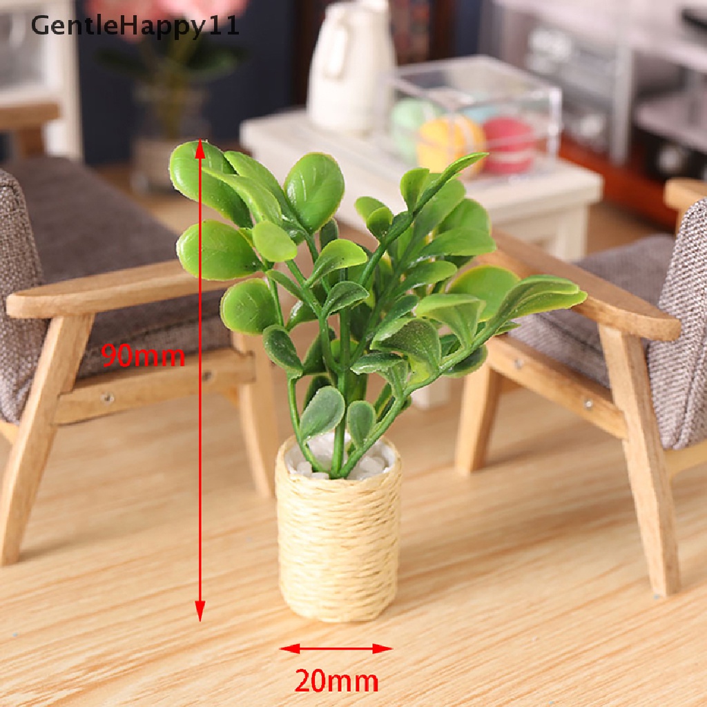 Gentlehappy 1: 12pohon Rumah Boneka Hijau Tanaman Berdaun Pot Salju Konifer Dekorasi Taman Rumah Mainan id
