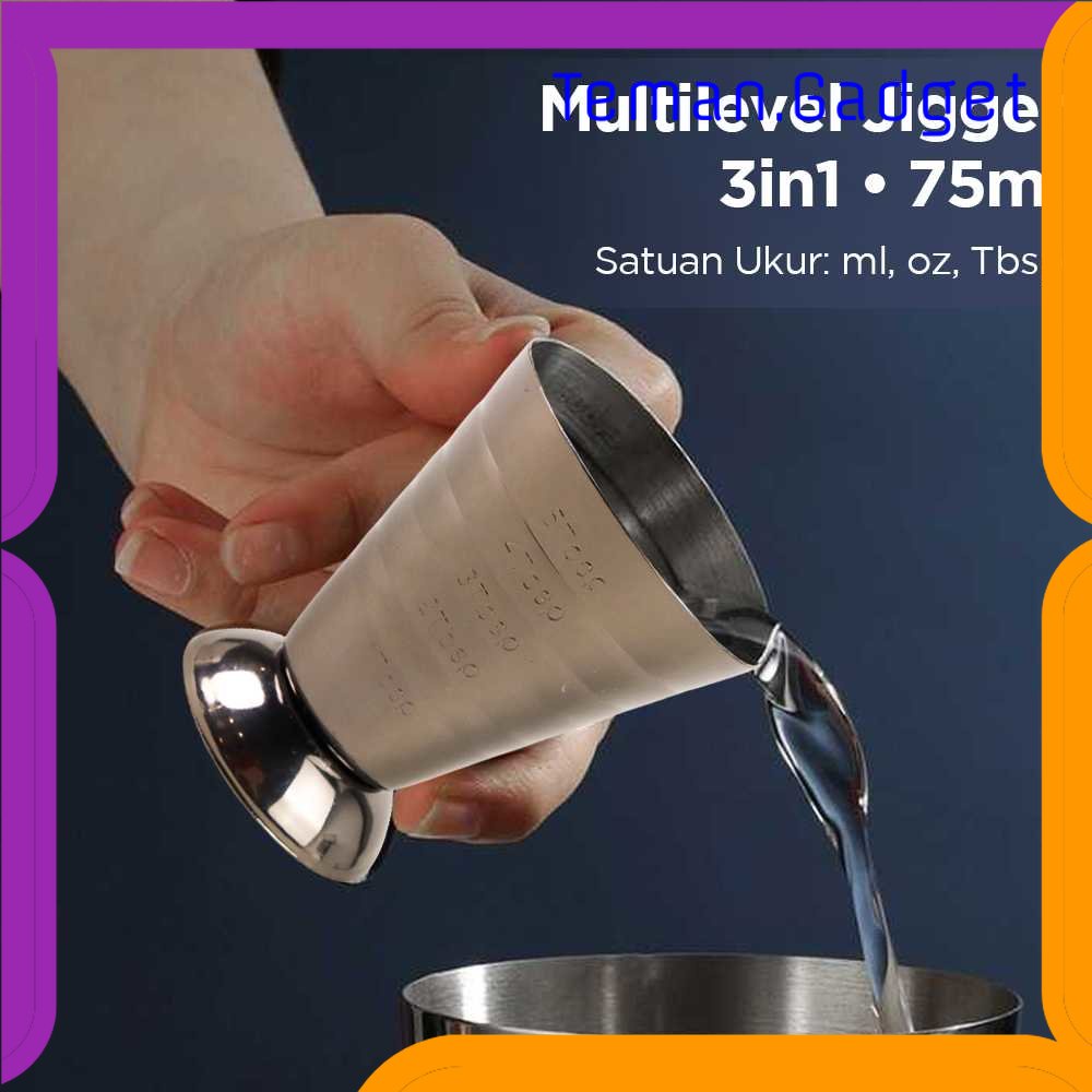 TG -  DPR GeweYeeli Gelas Ukur Bartender Multilevel Jigger Bar 3 in 1 75ml - SS304