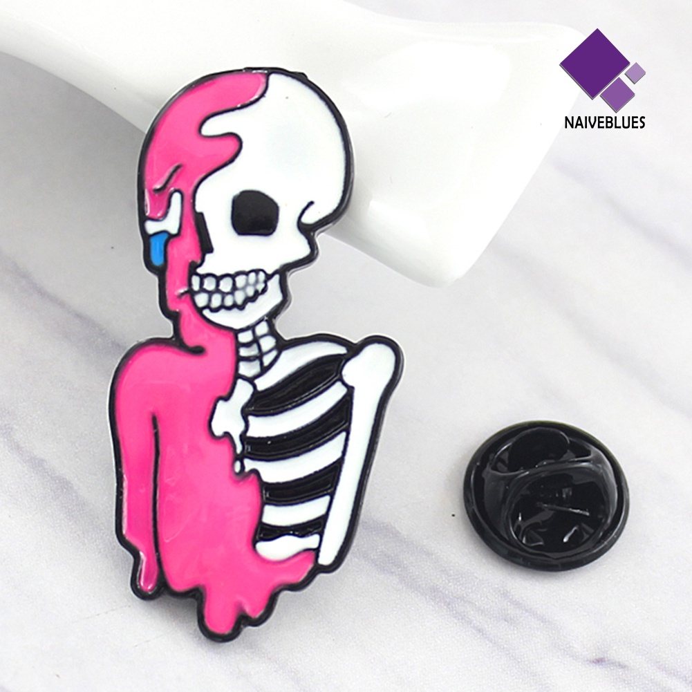 &lt; Naiveblues &gt; Keren Enamel Skeleton Kemeja Kerah Pin Kancing Bros Perhiasan Wanita