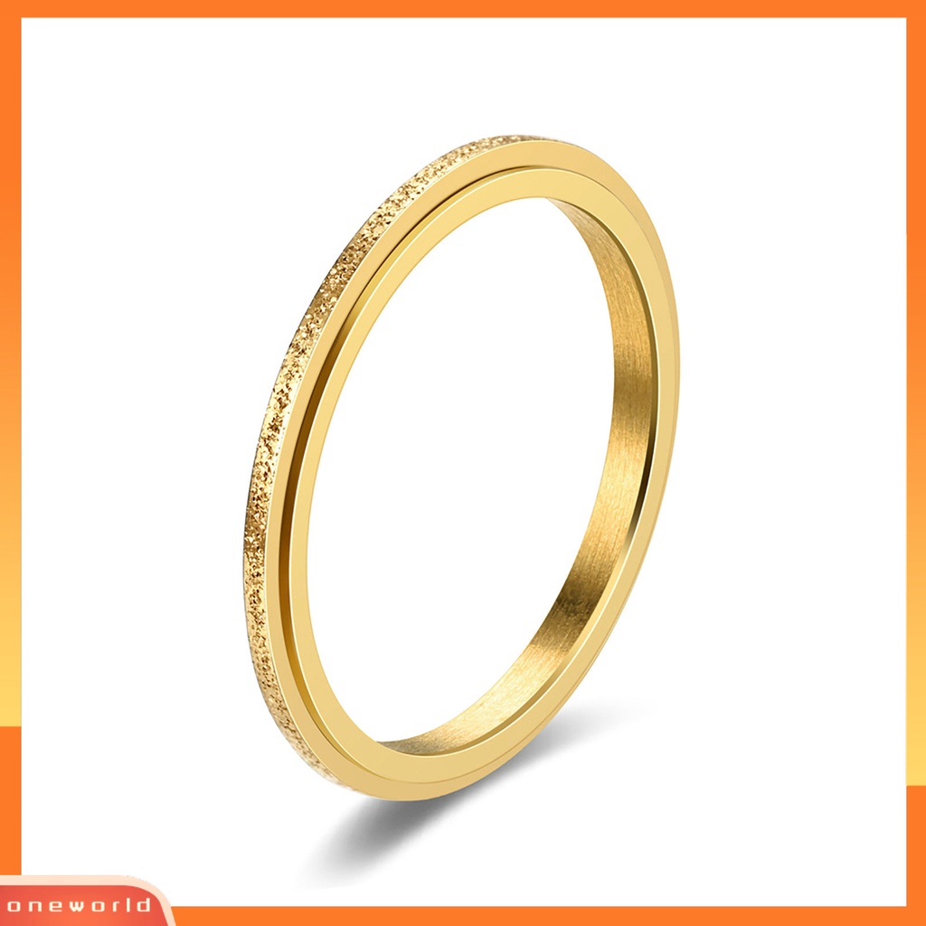 [EONE] Wanita Cincin 2mm Slim Frosted Rotatable Dipoles Stress Relief Stainless Steel Gaya Sederhana Jari Cincin Perhiasan Fashion