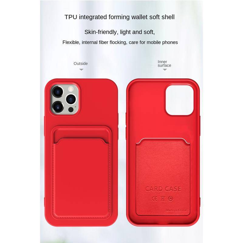 Casing TPU Lembut Mewah Warna-Warni Dengan Saku Kartu Untuk iPhone X XS MAX XR 78 Plus SE 2022 2020aksesoris