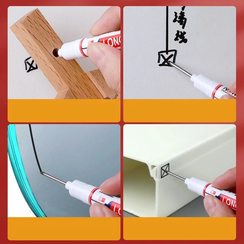 [Harga Grosir] 20mm Deep Hole Long Nib Head Marker Pen Perforating Logam Tahan Air Untuk Dekorasi Woodworking Kamar Mandi Pulpen Penanda Lubang Dalam Serbaguna