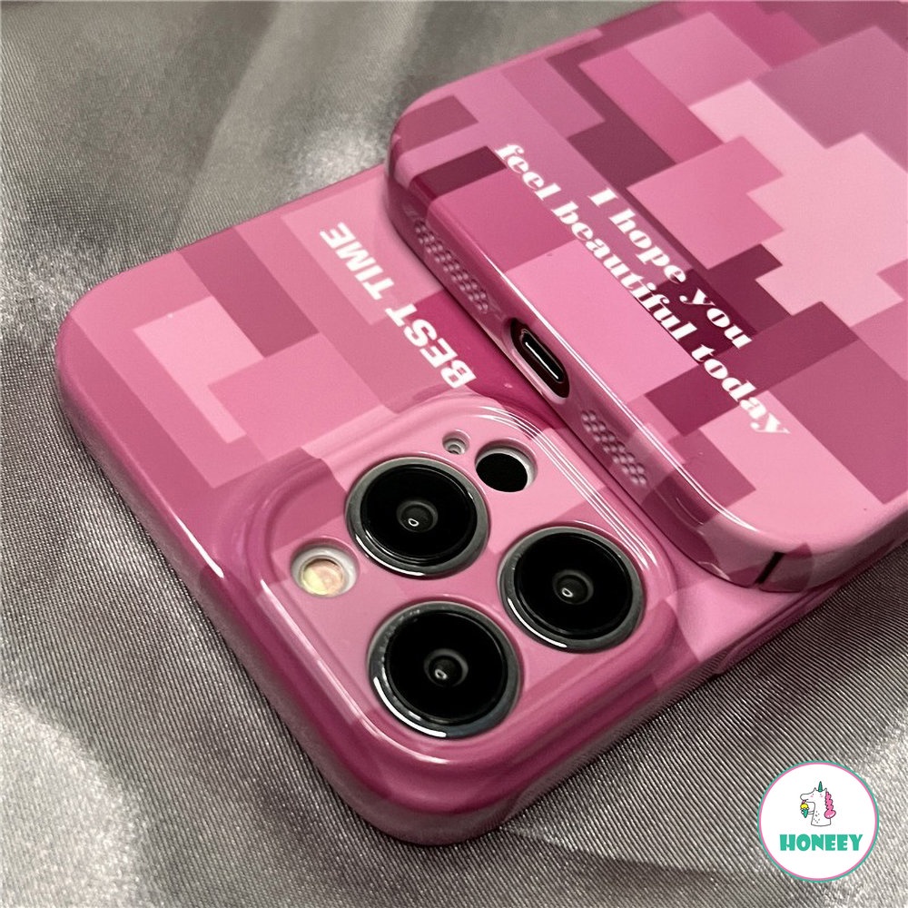 IPHONE Casing Ponsel Kompatibel Dengan Iphone14 13 12 11 Pro Max X Xsmax7 8 Plus SE Rose Red Mosaic Feminin Shockproof Cover Pelindung