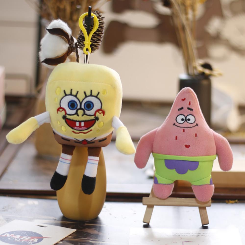 Timekey 12 cm Lucu Spons Bob Mainan Mewah Gantungan Kunci Indah Tas Ransel Liontin Patrick Star Gantungan Kunci Dekorasi Gantungan Kunci Mainan Mewah I3L5