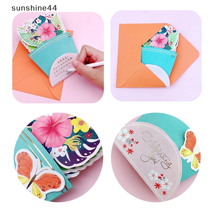 Sunshine 3D Greeg Card Bunga Floral Butterfly Ulang Tahun Ucapan Terima Kasih Bunda Famil ID