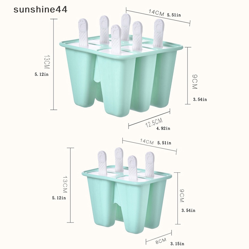 Sunshine Cetakan Silikon Es Krim 6lubang Untuk Es Loli Cetakan Es Batu DIY Permen Alat Baking ID