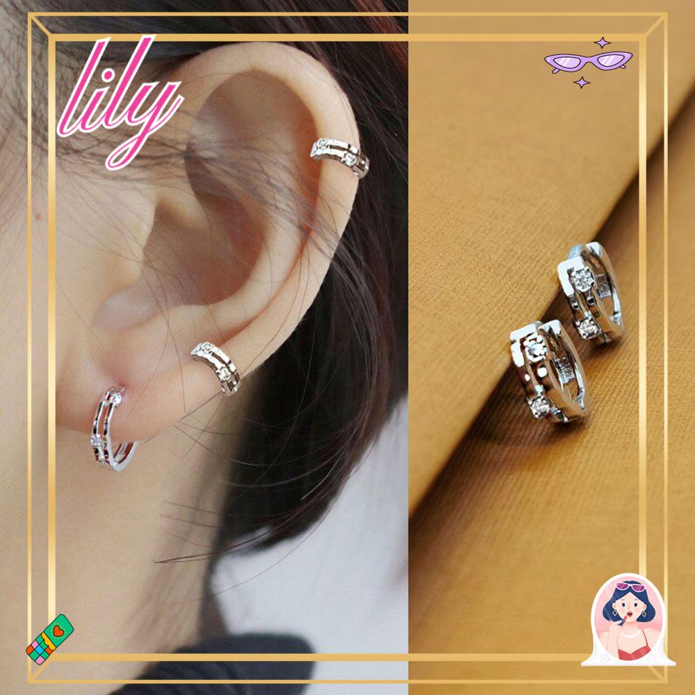 Lily Hoop Earrings Fashion Tindik Tulang Rawan Perhiasan Hypoallergenic Cubic Zirconia