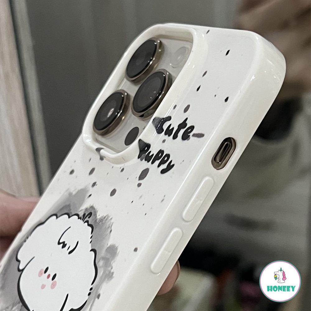 IPHONE Case Seni Kartun Puppy Percikan Tinta Sederhana Kompatibel Untuk Iphone14 13 12 11 Pro Max Xr Xs7 8 14 Plus Retro Graffiti Soft Cover