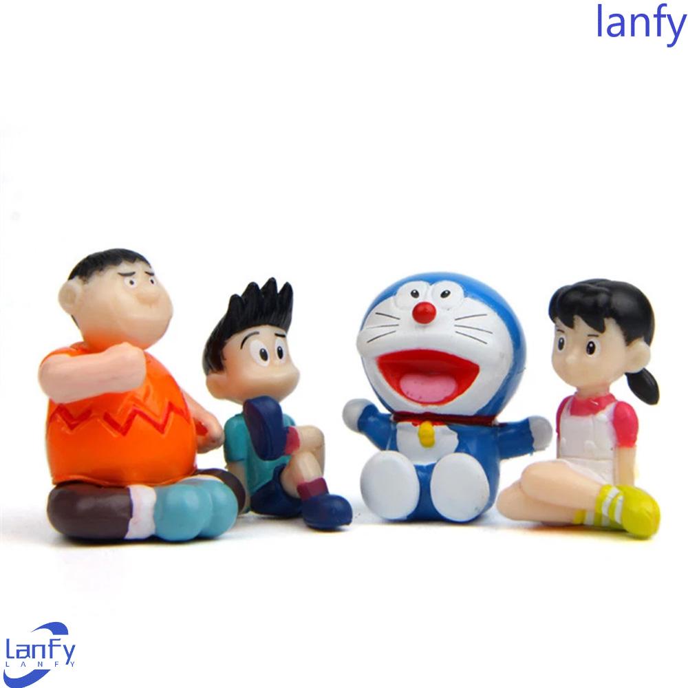 Lanfy Tokoh Anime 4pcs/lot Postur Duduk Shizuka Minamoto Doranikov PVC Dorami Collection Model