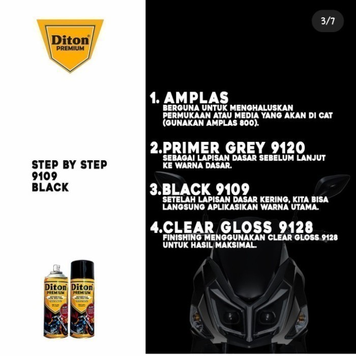 Cat Pilox Diton  Black Glossy 9109 400cc Warna Hitam Kilap