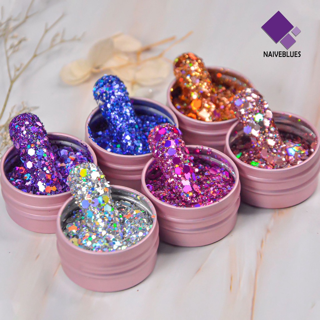 [naiveblues] Hiasan Nail Art Payet Hexagon Gaya Reflektif Ultra Tipis Sequin Glitter Untuk Manicure