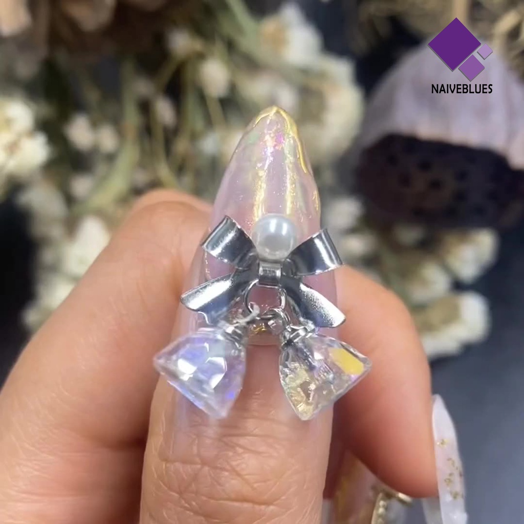 [naiveblues] Nail Bell Decor Pengerjaan Indah Busur-Simpul Transparan 3D Bell Nail Art Untuk Gadis