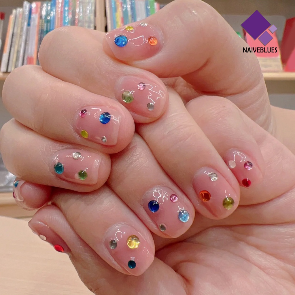 [naiveblues] 1tas Nail Art Berlian Imitasi Bersinar Glitter Berkilau Mempesona Efek Visual Dasar Runcing