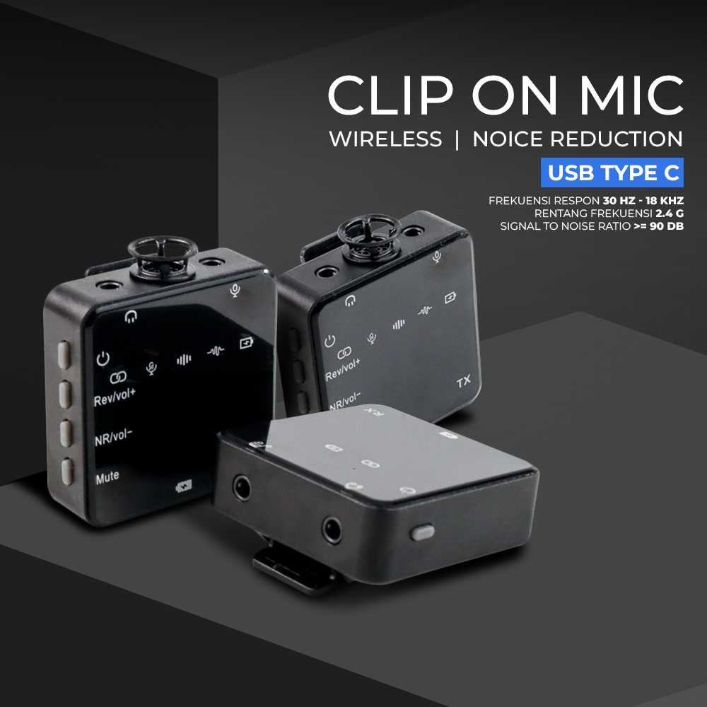 Clip On Mic Wireless Noice Reduction for Vlogging Zoom USB Type-C - K63