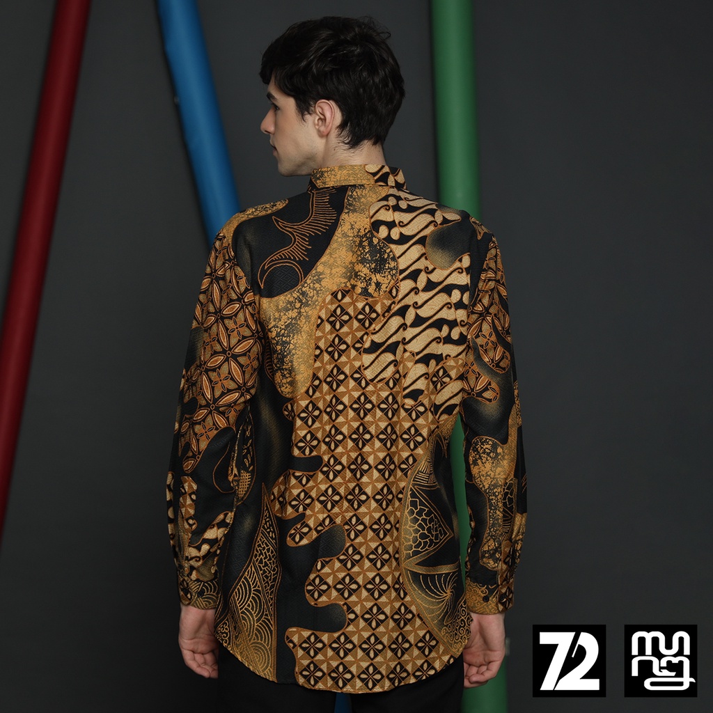 KEMEJA BATIK PRIA Dobby Slimfit Lengan Panjang Parang Premium Alardo Warna Hitam Coklat 723546 Cap 72 - Baju Kemeja Atasan Pakaian Setelan Batik Pria Cowok Laki Laki Remaja Keluarga Kantor Lengan Panjang Modern Slimfit Slim Fit Premium Kekinian