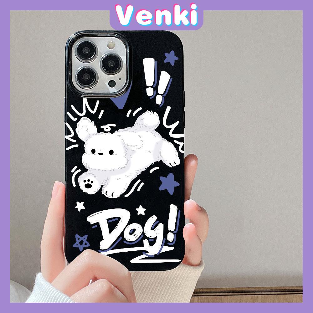 VENKI - For iPhone 11 iPhone Case Black Glossy TPU Soft Case Shockproof Protection Camera Cute Dog Compatible with iPhone 14 13 Pro max 12 Pro Max 11 xr xs max 7Plus 8Plus