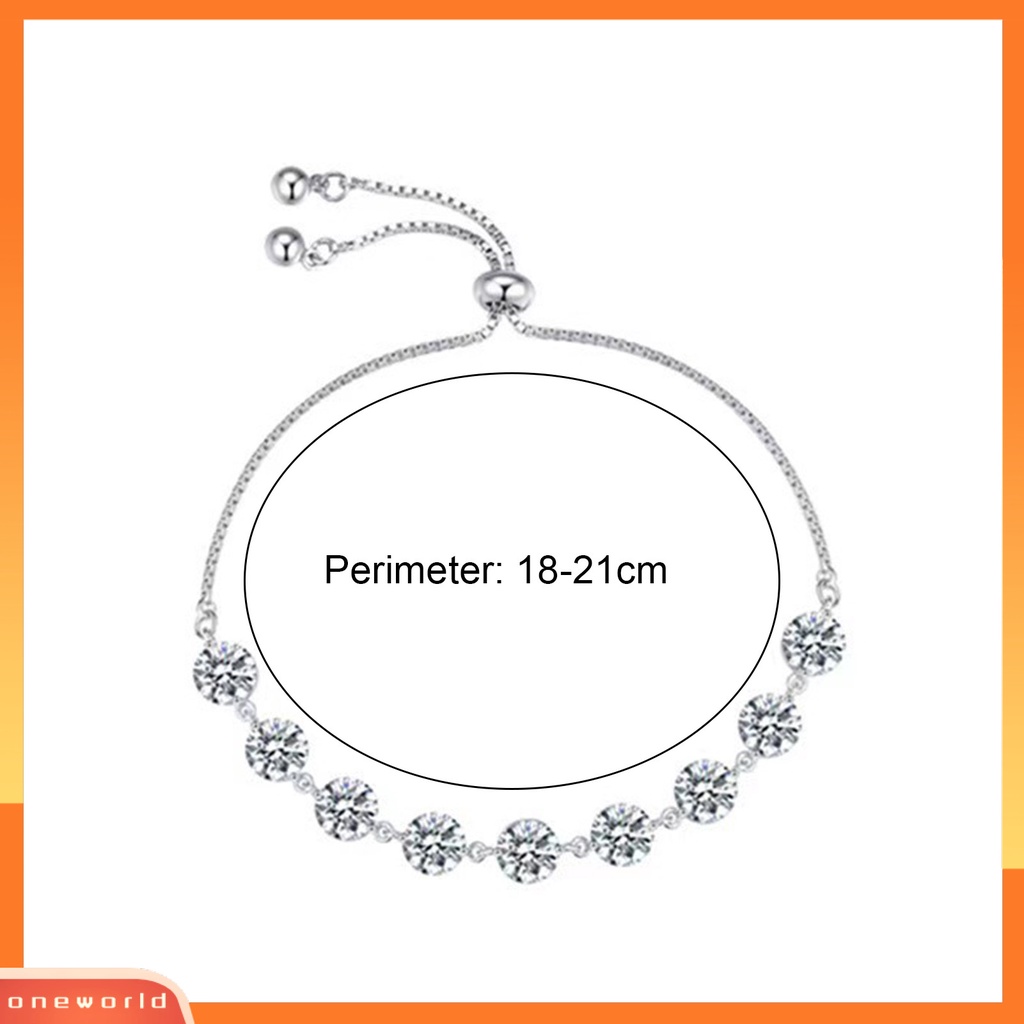 [EONE] Liontin Gelang Berlian Imitasi Hias Manik-Manik Adjustable Warna Perak Fashion Besar Bling Cubic Zirconia Rantai Tangan Aksesori Perhiasan