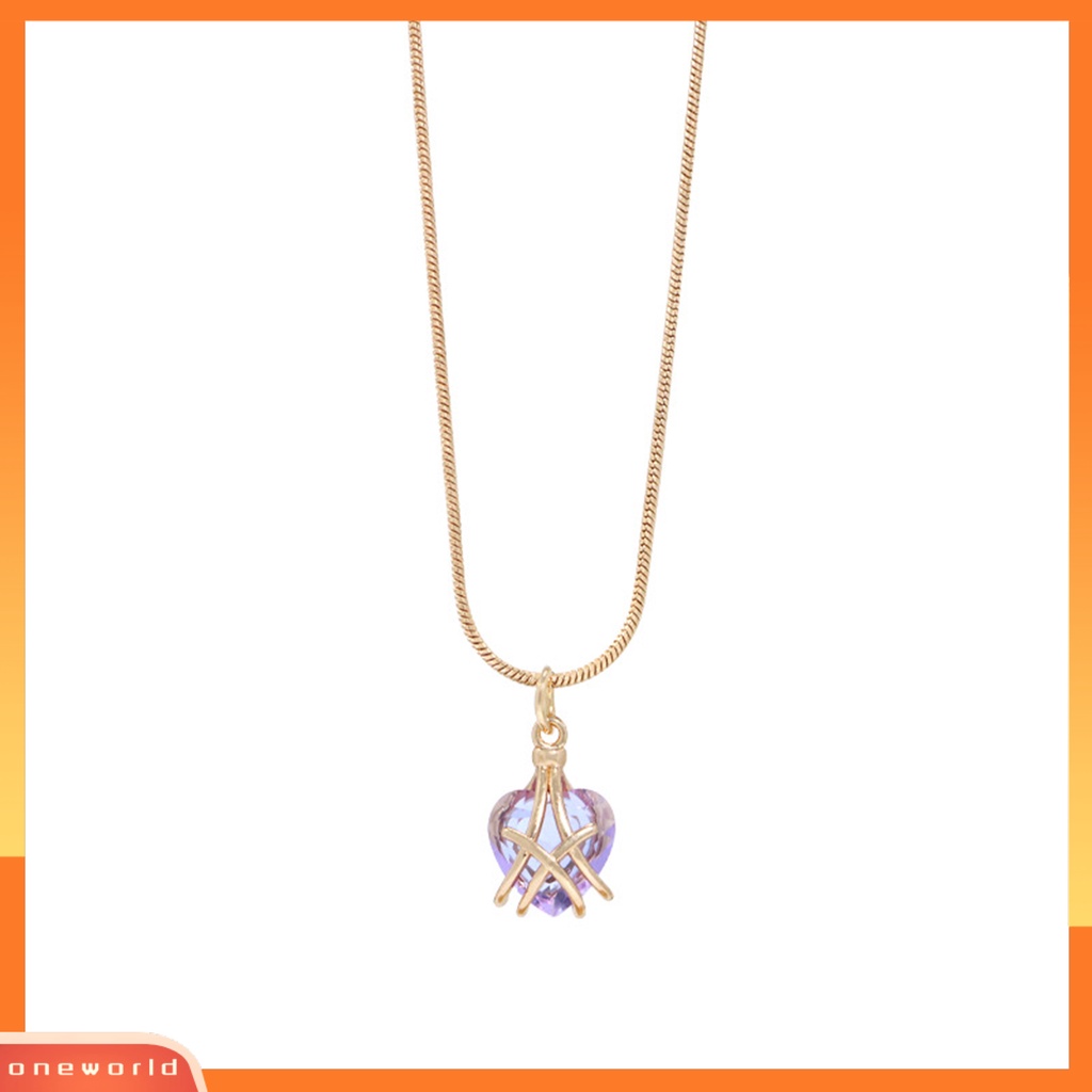 [EONE] Wanita Kalung Elegan Hias Eye-catching Nyaman Adjustable Perhiasan Hadiah Imitasi Kristal Dekorasi Perempuan Cinta Hati Liontin Birthstone Kalung Untuk Pacaran