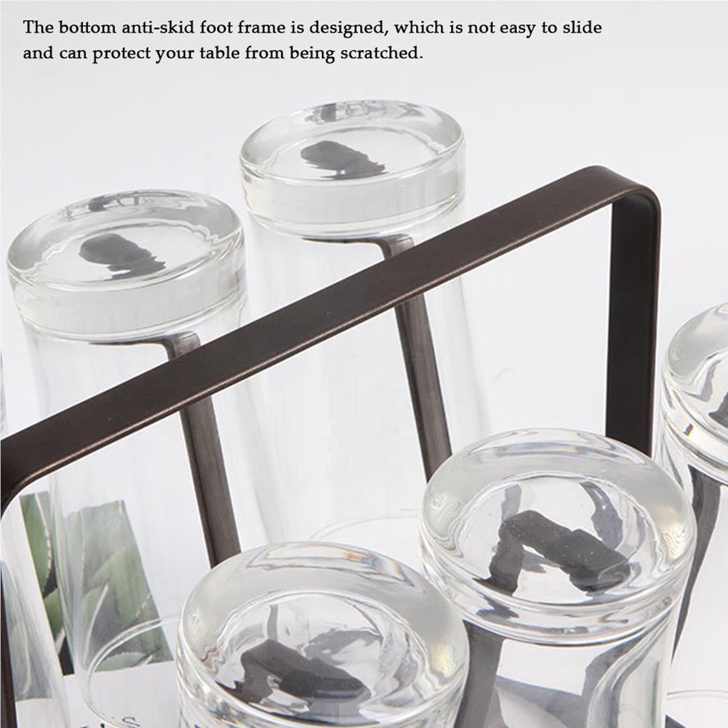 6gelas Mug Gelas Stand Holder Metal Cup Drying Rack Shelf Upside-down Cup Drain Rack Rak Gantungan Gelas Wine