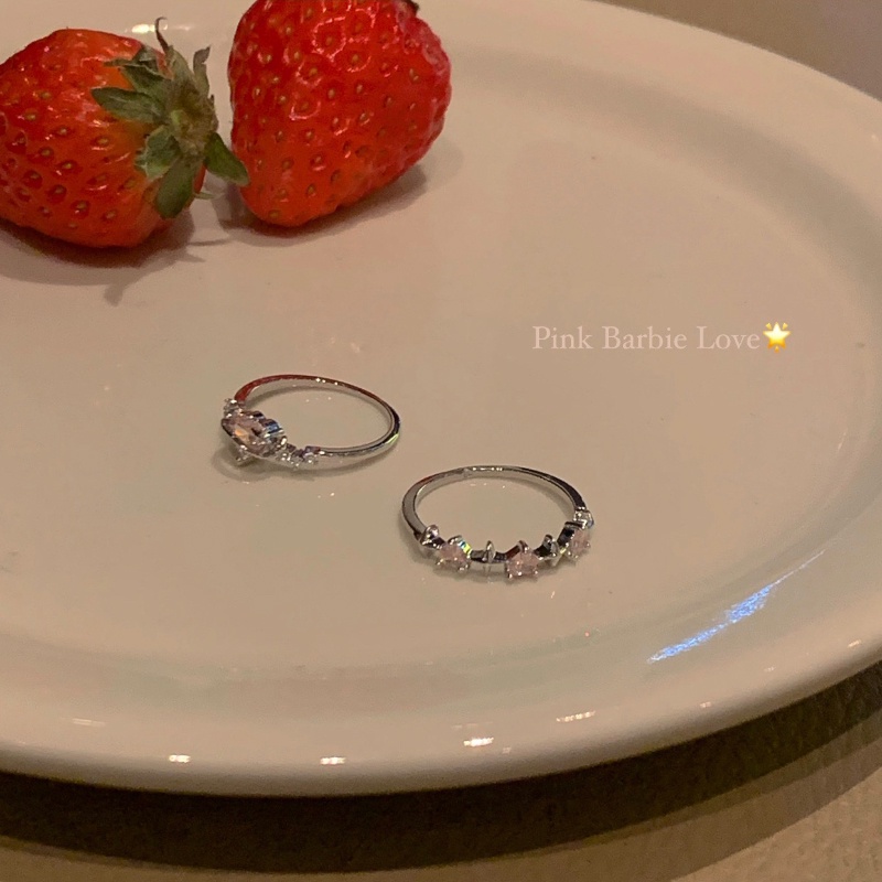 Ay (CN) Sweet Heart Ring Zircon Kristal Cincin Silver Untuk Aksesoris Perhiasan Wanita